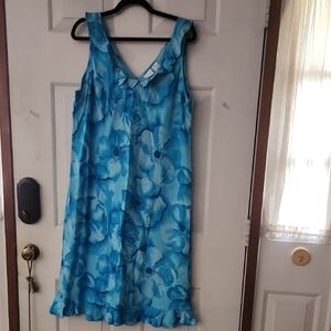 Floral Blue Sleeveless Dress